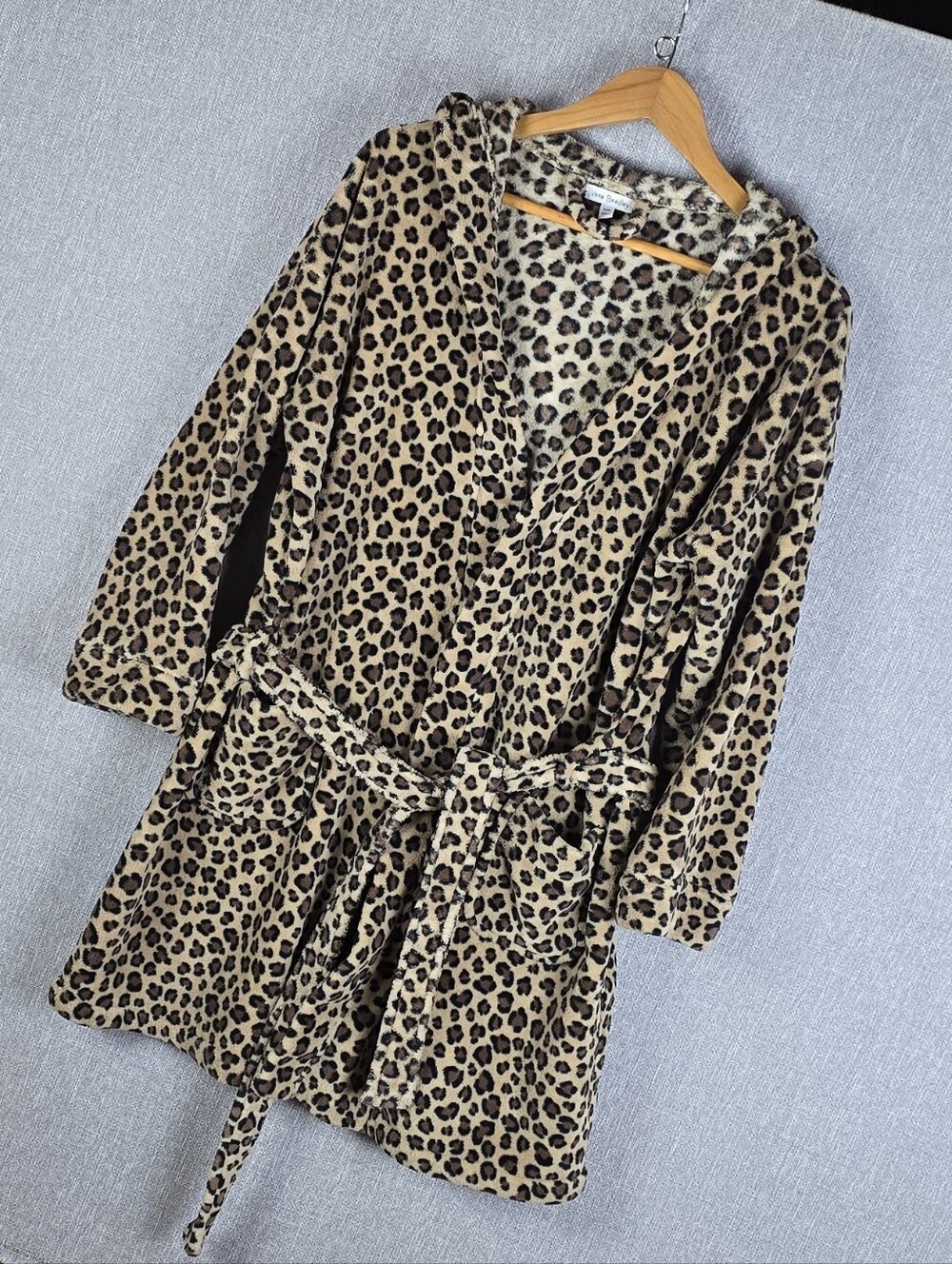 Vera Bradley Leopard Print Fleece Hooded Robe Womens Sz S